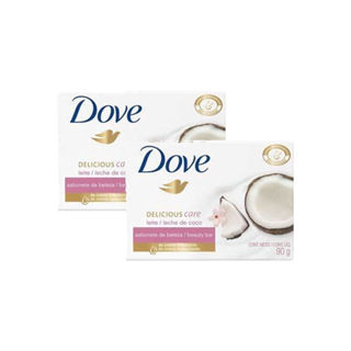 Kit 2 Sabonete em Barra Dove Delicious Care Leite de Coco e Jasmim com 90g em Oferta na Shopee