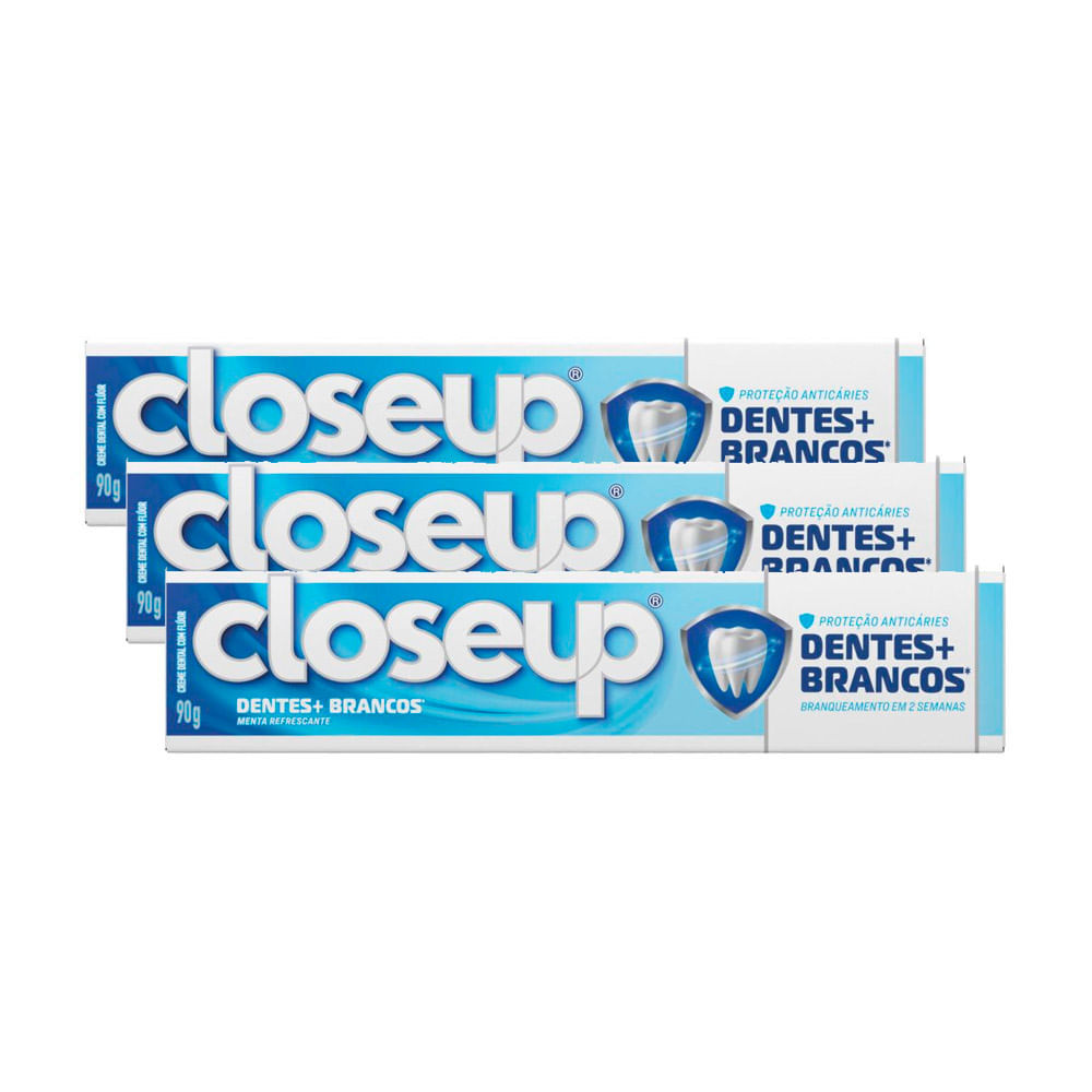 Kit 3 Creme Dental Closeup Dentes mais Brancos 90g em Oferta na Shopee