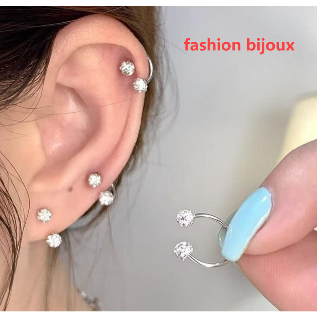 kit 6 Piercing para Nariz/lábio Cartilagem helix brinco com 2 Zircônia em Oferta na Shopee