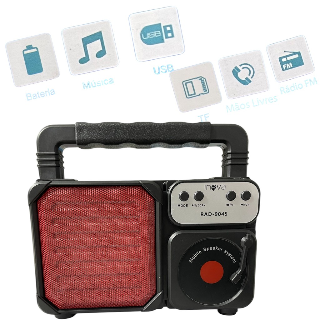 Radio Retro Vintage Fm Am Usb Sd Bateria Bluetooth Lumínária Rgb  RAD-9045
