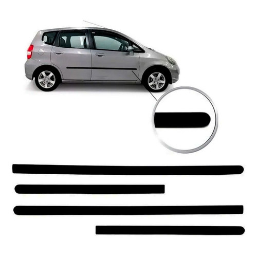Jogo Friso Lateral Borrachão Honda Fit 2003 A 2008 4 Portas