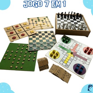 Jogo De Tabuleiro 7 Em 1 Dama, Ludo, Xadrez, Resta 1, Trilha, Dominó, Jogo da Velha -ENVIO RÁPIDO