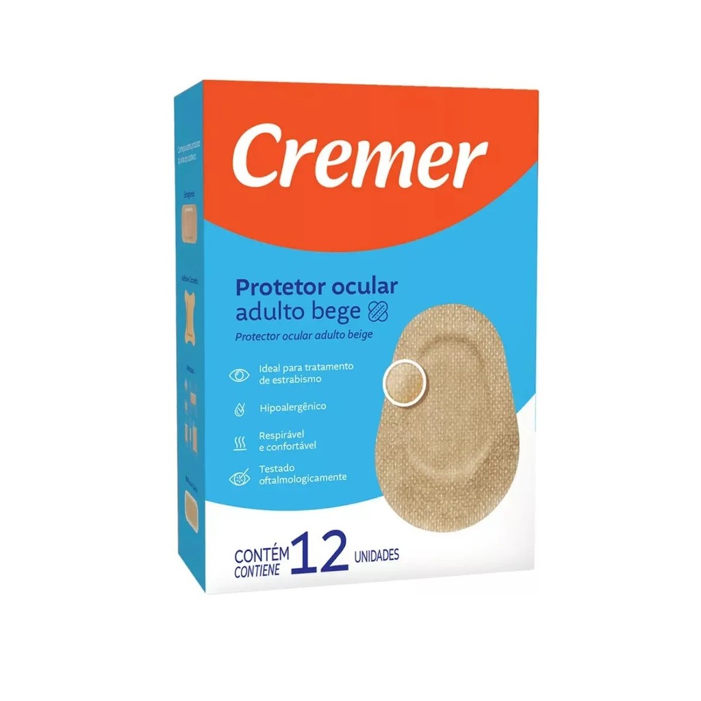 Protetor Ocular Adulto Curativo Bege C/12 Un Cremer
