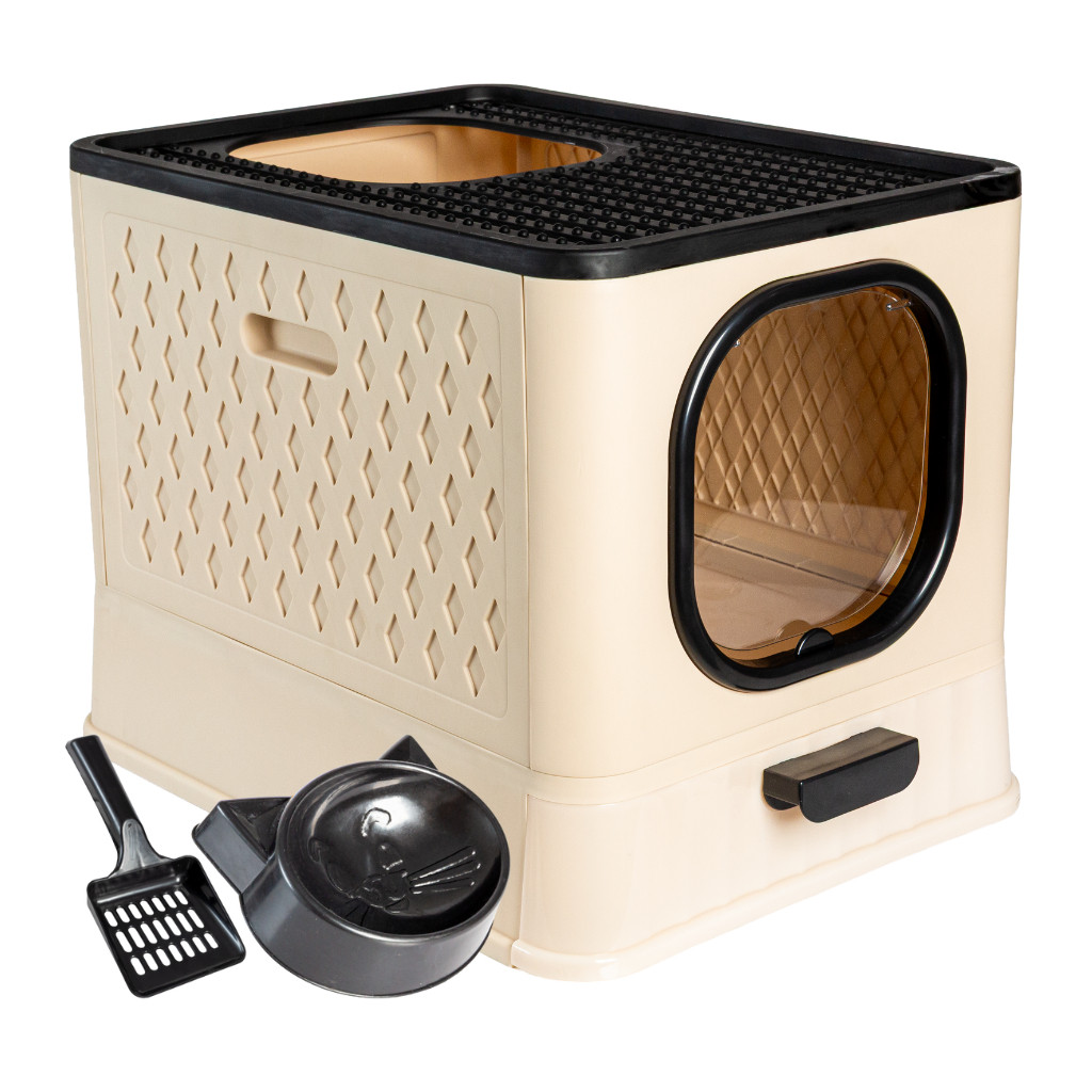 Caixa de Areia para Gatos Sanitario Antiodor Banheiro Resistente Sandbox com Comedouro e Pá em Oferta na Shopee