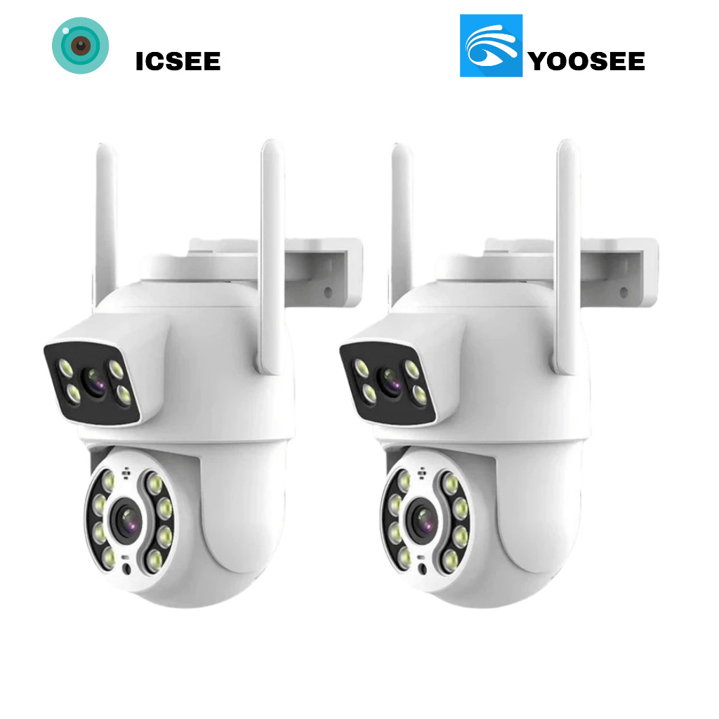 KIT Câmera De Segurança Lente Dupla IP66 Wi-Fi 360° Sensor Movimento Visão Noturna ICSEE/YOOSEE em Oferta na Shopee