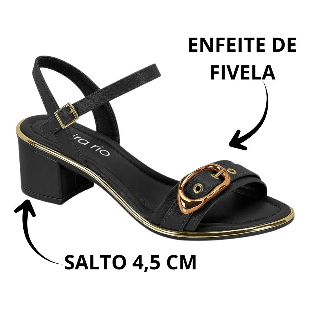Sandália Beira Rio Original 8379-258 Confortável Salto Bloco Fivela