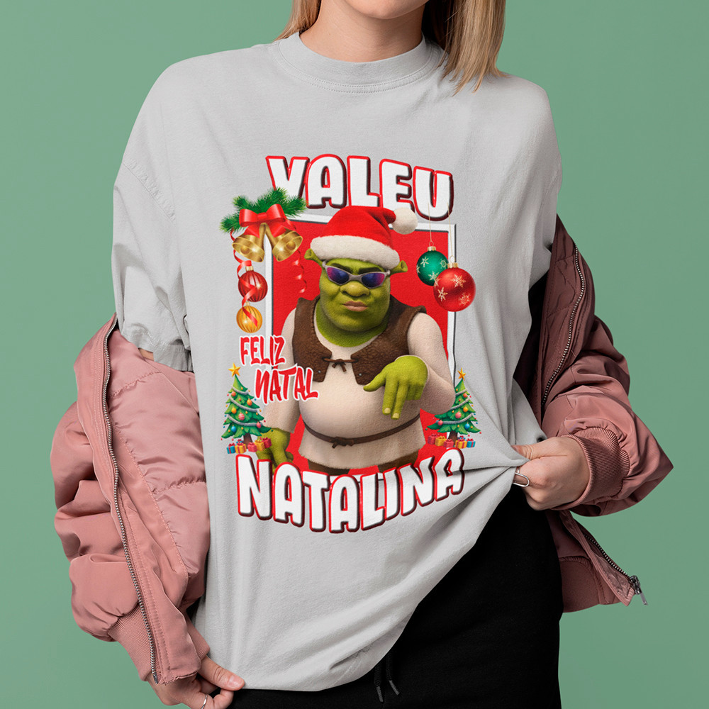 Camisa Unissex Valeu Natalina Shrek De Juliet Camiseta Feliz Natal Natalina Meme Blusa Algodão 30.1 02