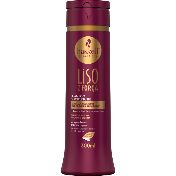 Shampoo Liso com Força 300ml Haskell | Para cabelos indisciplinados e com frizz em Oferta na Shopee