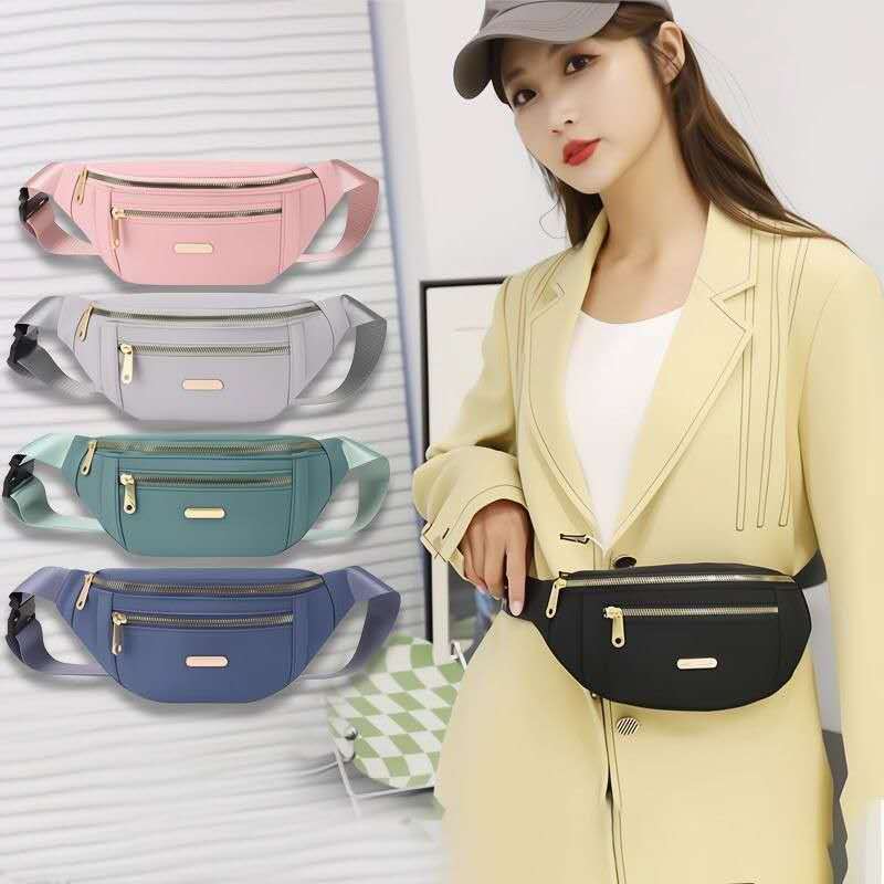 Bolsa Transversal Feminina Pochete em Lona Estilo Coreano Ajustável para Cintura e Peito alex