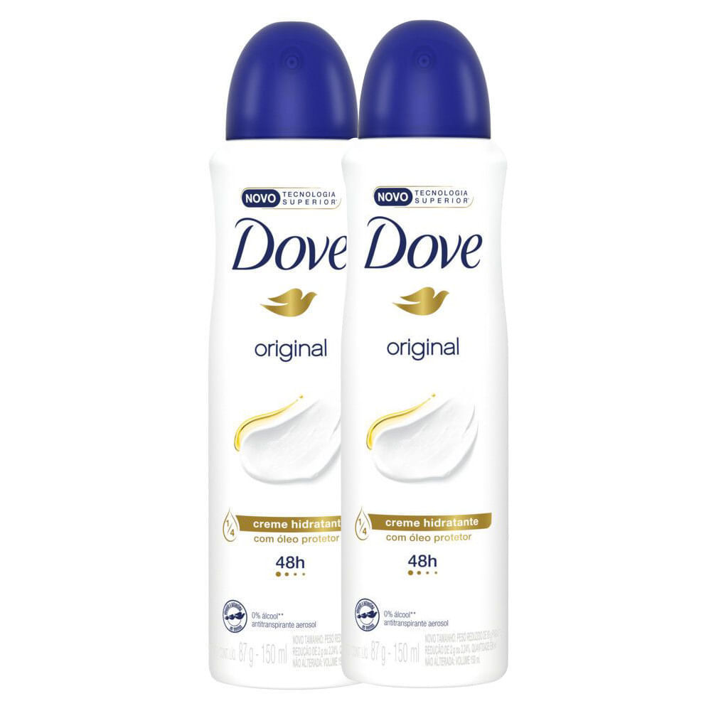 Kit 2 Desodorante Antitranspirante Aerosol Dove Original 150ml em Oferta na Shopee