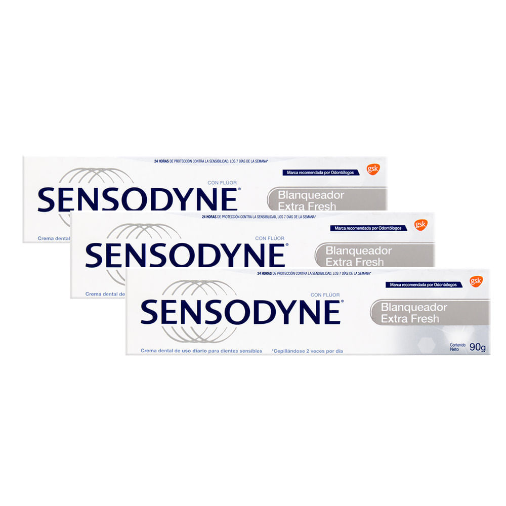 Kit 3 Creme Dental Sensodyne Branqueador Extra Fresh 90g em Oferta na Shopee