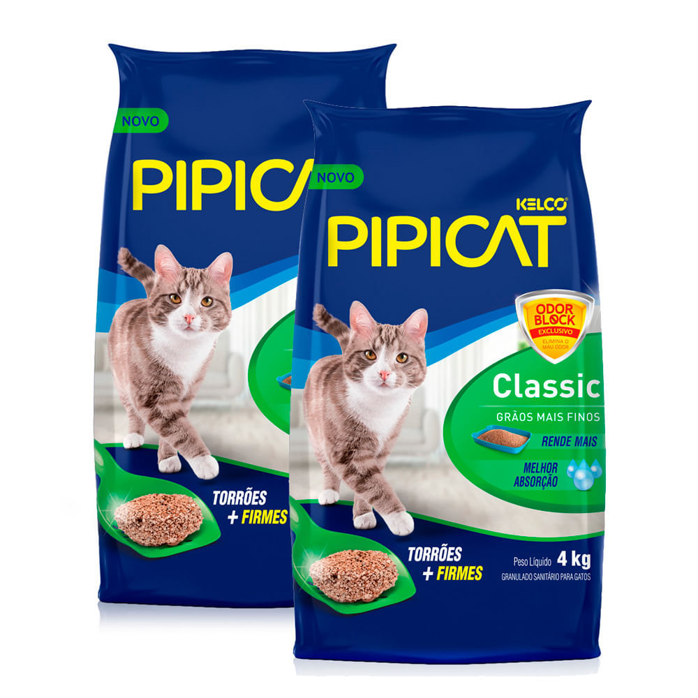 Kit 2 Areia Higiênica Pipicat Classic para Gato com 4kg em Oferta na Shopee