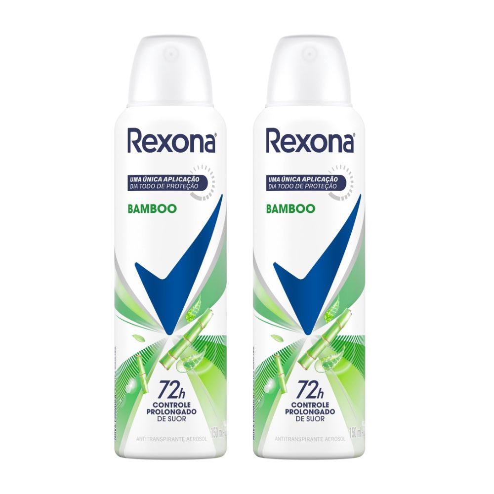 Kit 2 Desodorante Antitranspirante Aerosol Feminino Rexona Bamboo 72 horas 150ml em Oferta na Shopee