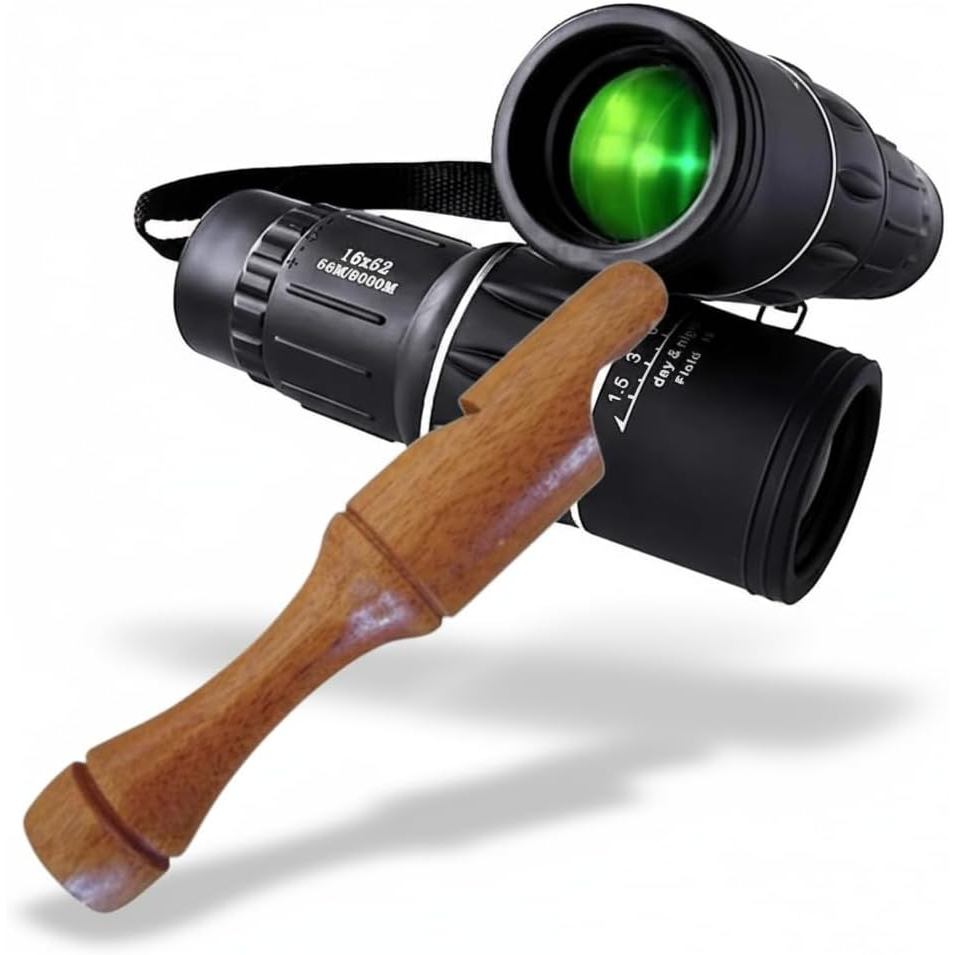 Apito De Madeira Inhambu Açu Modelo 09 + Luneta Observação de Pássaros
