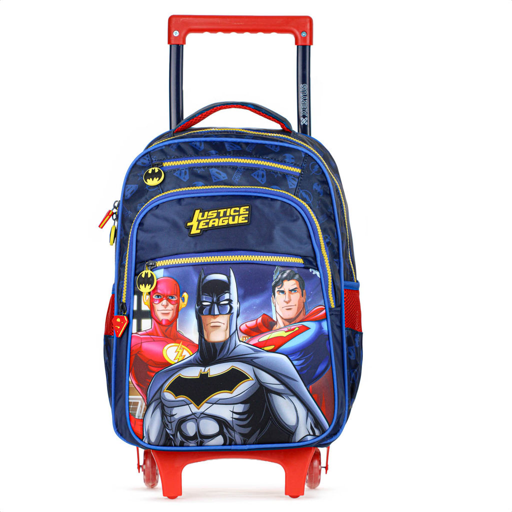 Mochila Com Rodas Escolar Xeryus Liga da Justiça 15530 Azul e Vermelho - Infantil