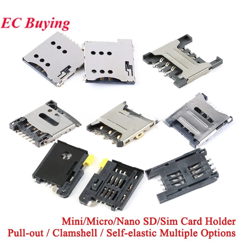2 Peças Mini/Micro/Nano SD/Suporte Para Cartão Sim 6/7/8/9/10 Pinos Conector De Soquete De Slot Push/Autoelástico/Pop-Up
