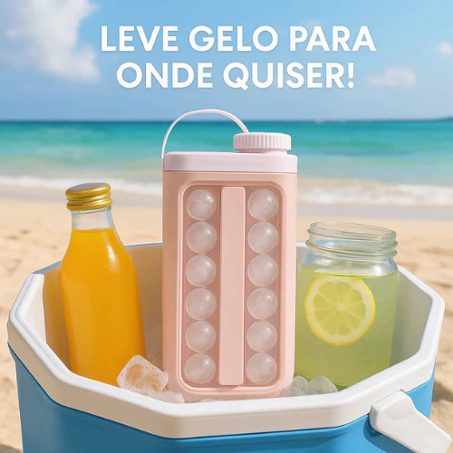 Forma Gelo 12 Esferas Tampa Vedação Alça Transporte - Forma Gelo Silicone Balde Térmico Caixa Gelo