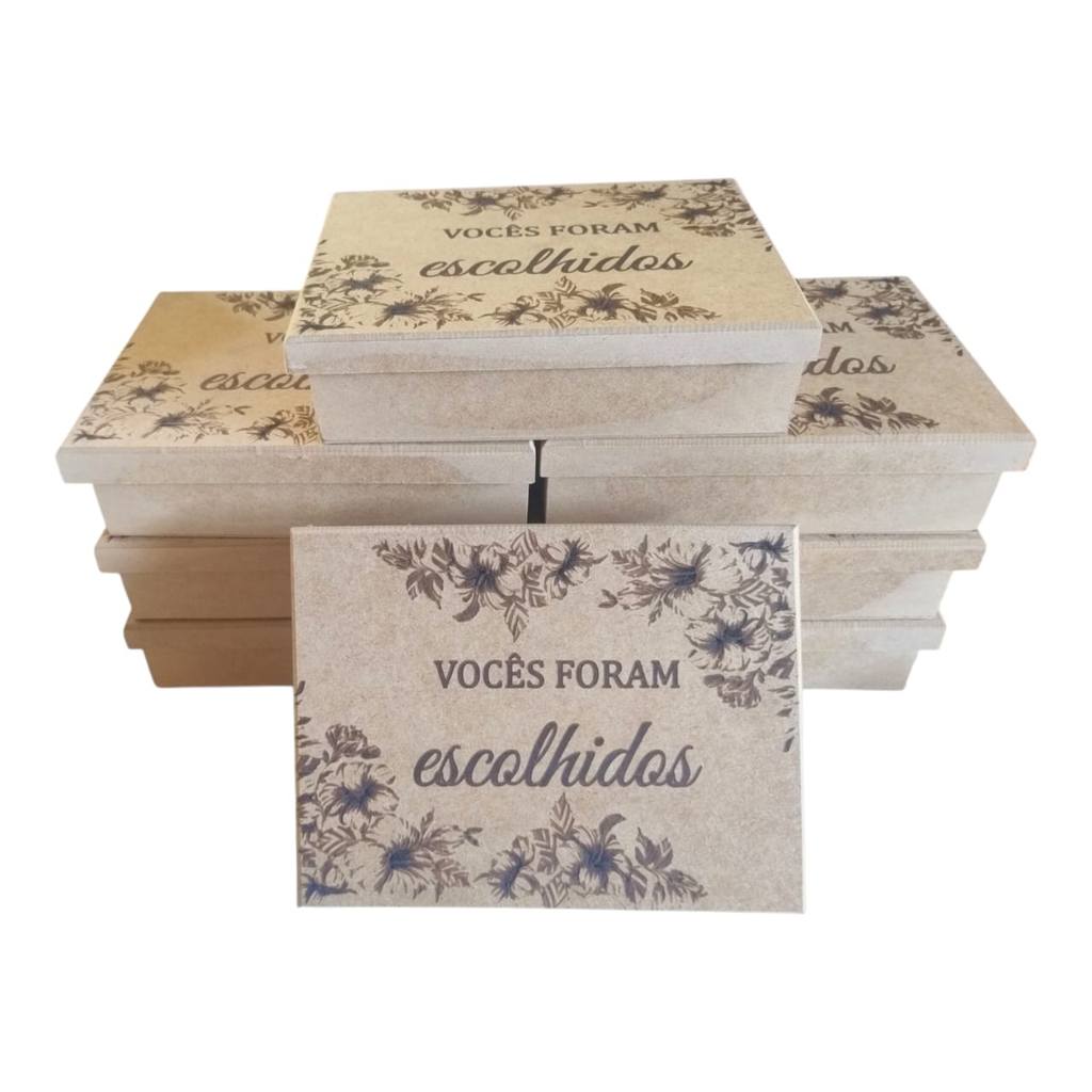 10 Caixas 20x15x5 Convite Decorada em MDF para Padrinhos Vocês Foram Escolhidos em Oferta na Shopee