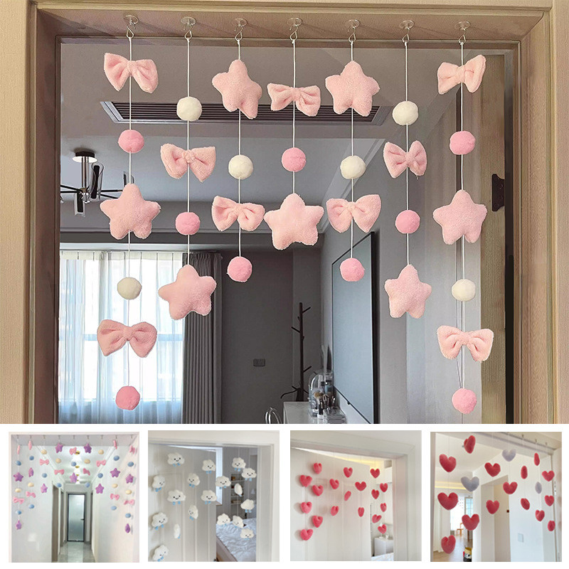 Cortina De Porta Com Borla De 7/9 Cordas Pendurada Rosa Corda Tasse Arco Decoração Em Forma De Cinco Estrelas