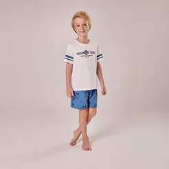 Pijama Masculino Infantil Manga Curta Com Bermuda