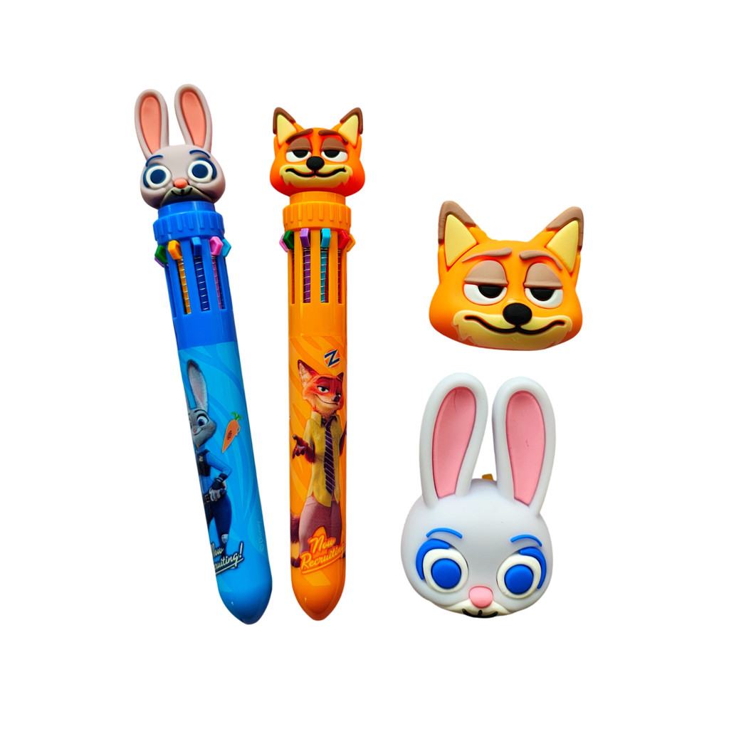 Papelaria Zootopia, caneta, apontador e borracha em Oferta na Shopee