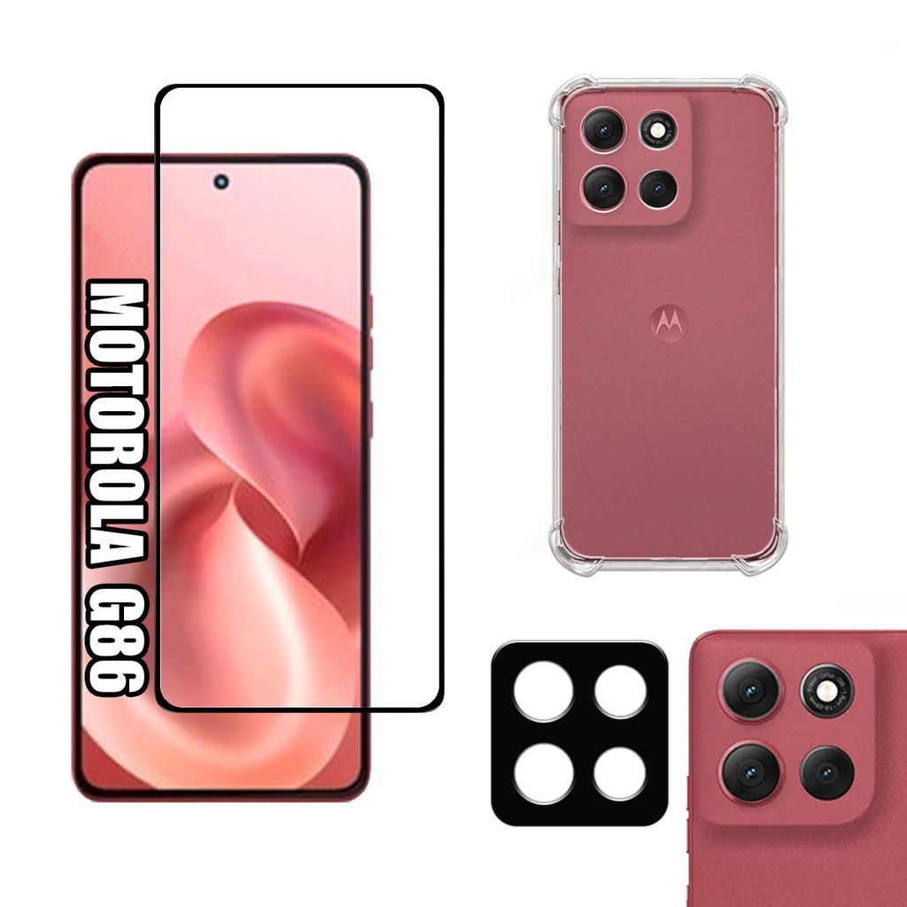 KIT Para Motorola G86 - Película de Vidro 3D - Capa - Câmera