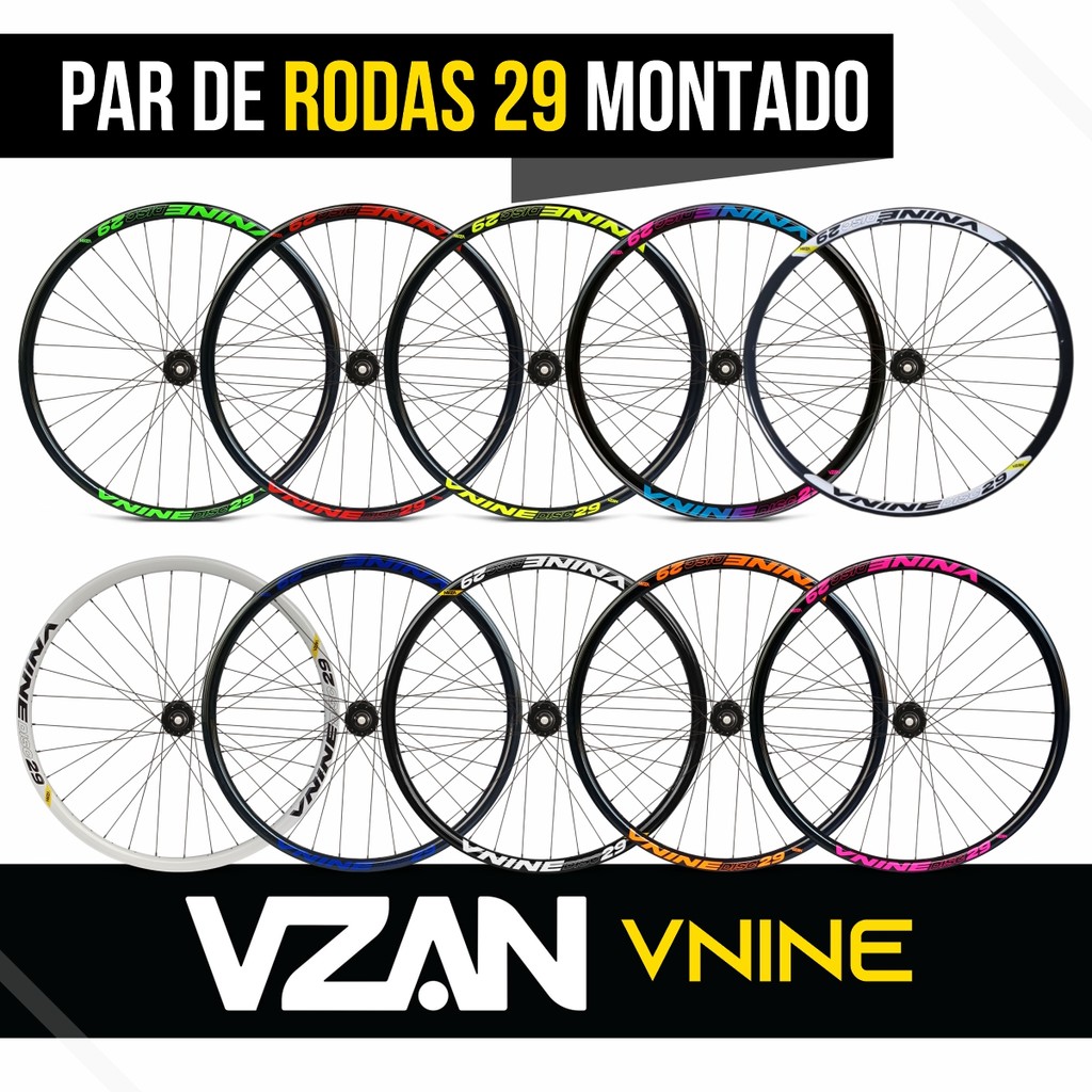 Par de Roda Montada Aro Aero 29 / 36 furos Bike Bicicleta Mtb Freio a Disco Parede Dupla Vnine Vzan em Oferta na Shopee