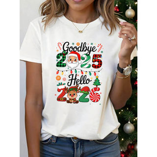 T-shirt 30.1 Camiseta Feminina Ano Novo 2026 Santa Claus Bengala Doce Premium Envio Imediato