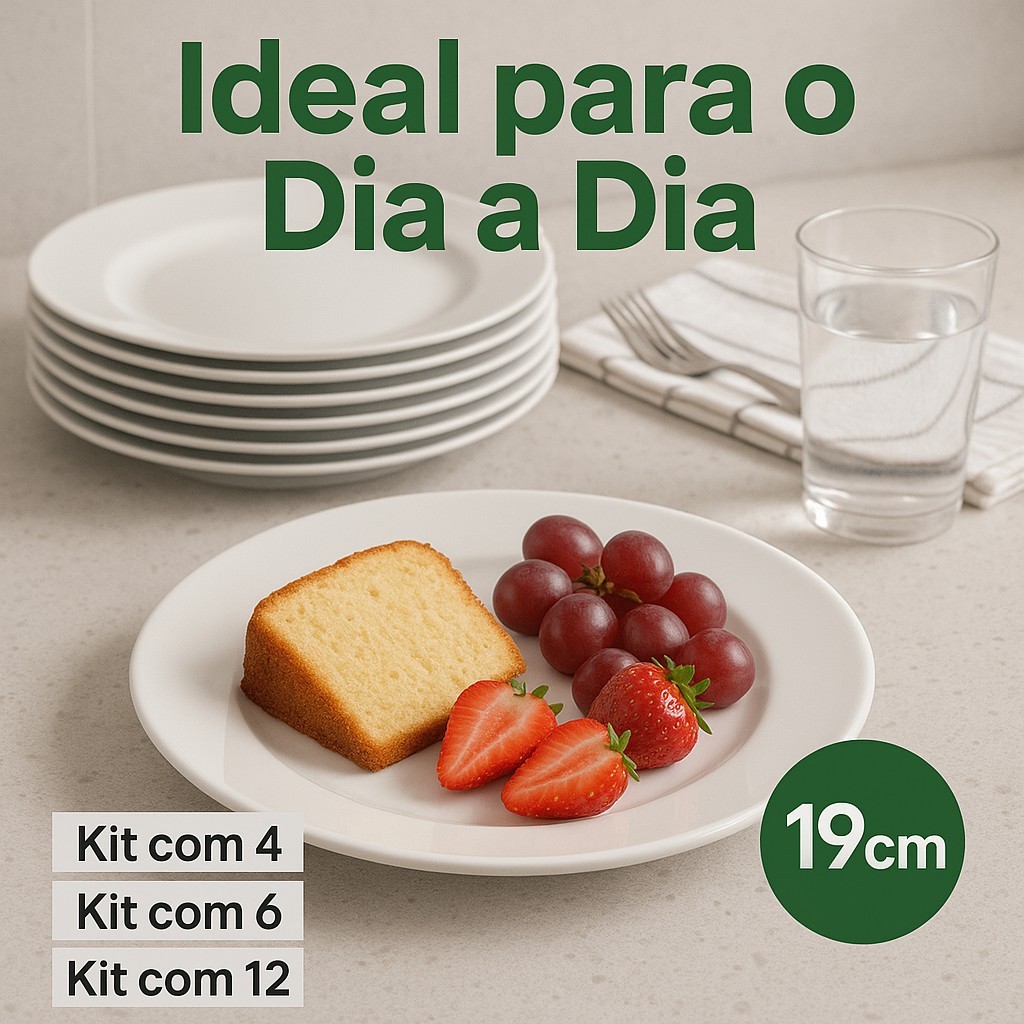 Kit Pratos de Sobremesa 04,06 ou 12 Vidro Branco Menu Duralex em Oferta na Shopee