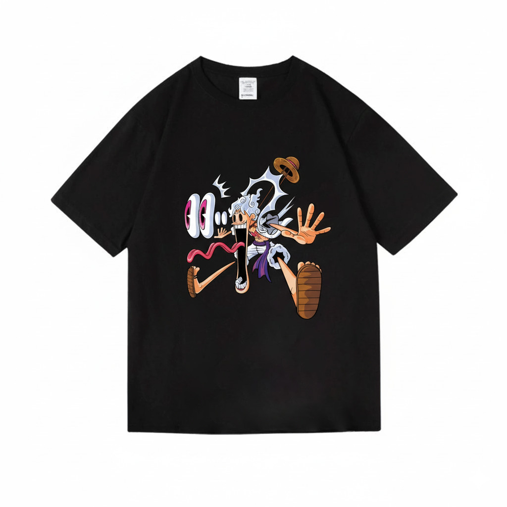 Camiseta Unissex One Piece Gear 5 Luffy Cartoon Animada Energética Estampada Estilosa Confortável Divertida Streetwear