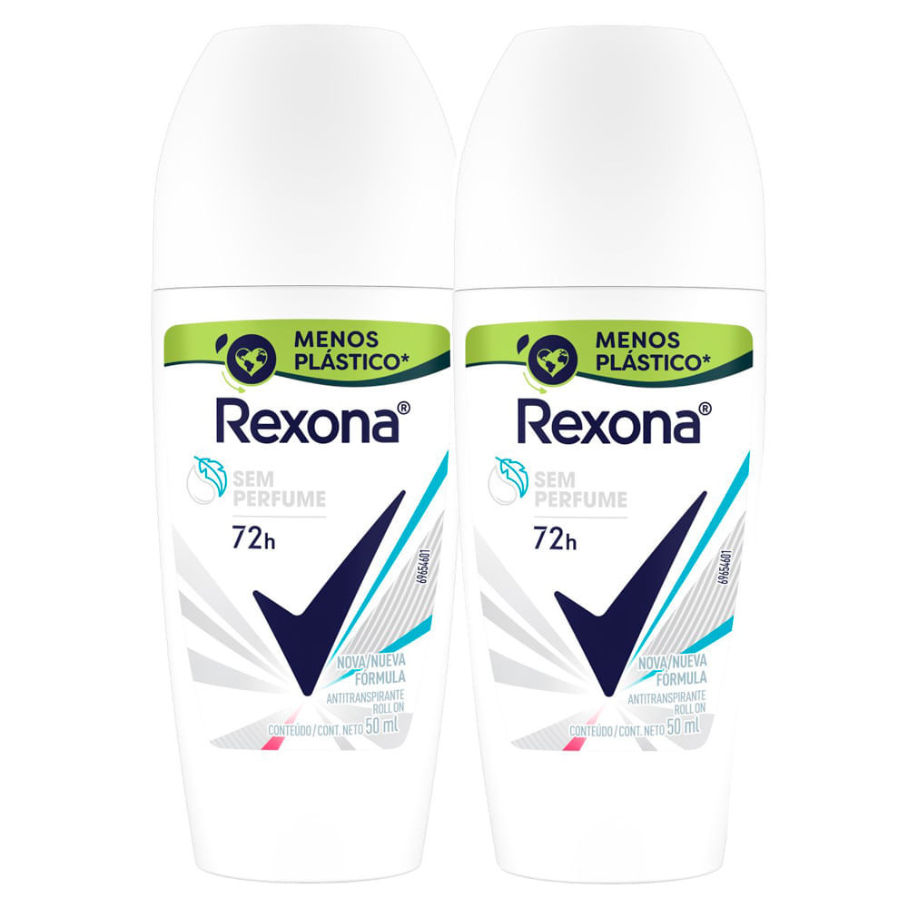 Kit 2 Desodorante Rexona Sem Perfume Roll-on Antitranspirante 72h 50ml em Oferta na Shopee