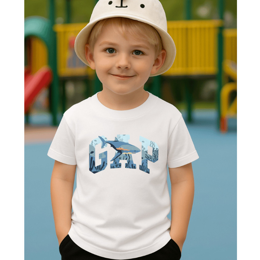 Camiseta  - Infantil  GAP Tubarão Shark Juvenil Unissex -  Blusa em Algodão de Alta Qualidade -  infantil para meninos
