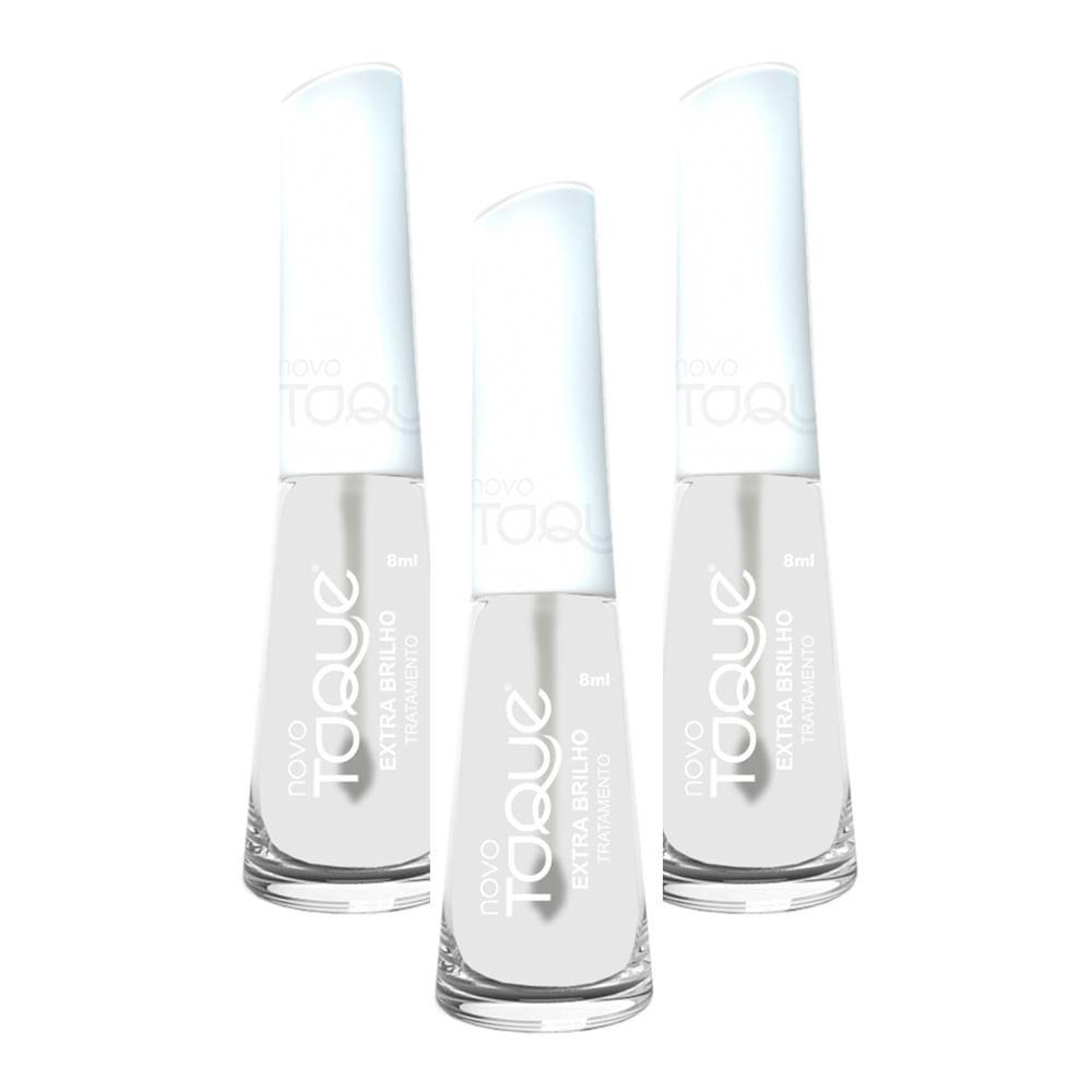 Kit 3 Esmalte Novo Toque Extra Brilho Tratamento 8ml em Oferta na Shopee