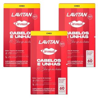 3Uni Carmed Lavitan Cabelos e Unhas De 60 Comprimidos Cada em Oferta na Shopee