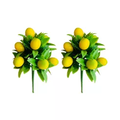 Kit 2 Buquês Com Limões Sicilianos Artificiais Realistas Amarelo