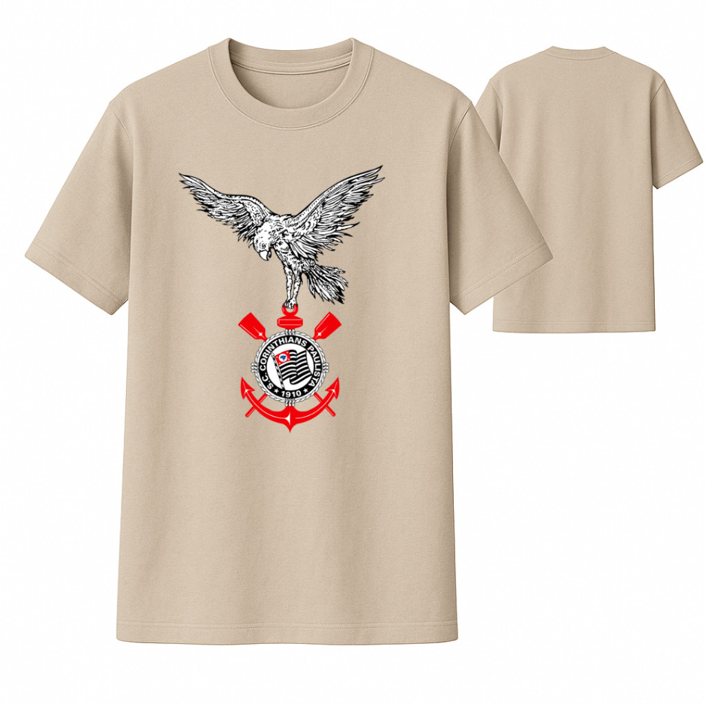 Camiseta T-shirt Fiel Torcedor Personalizada Exclusiva Águia Corinthians 100% algodão P ao G3 (Plus Size) — imagem 2 de 2