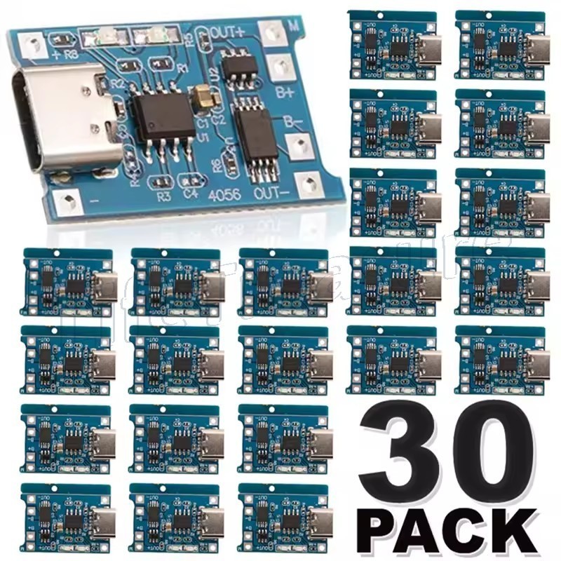 Placa De Carregamento De Bateria De Lítio 10-30 Unidades 3A 5V-Peças De Reparo De Funções Duplas-Interface Tipo C-Módulo