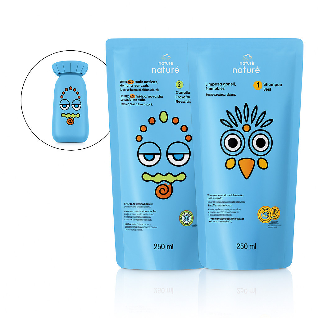 Kit Shampoo e Condicionador para Cabelos Lisos e Ondulados Naturé Refil
