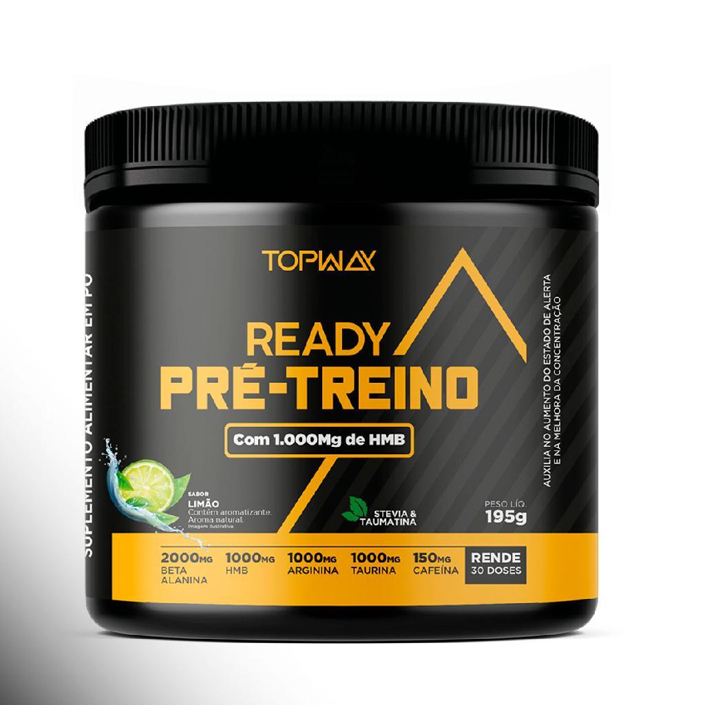 Pré treino ready com HMB e cafeína 195g topway suplemento em pó sabor limão
