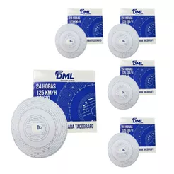 Kit 5 Caixa Disco De Tacógrafo Diário 24 Horas 125km x 24 Com 100 Discos 10x10 km/h DML