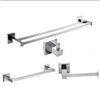 Kit Acessórios Para Banheiro/Toalheiro Duplo Em Inox em Oferta na Shopee