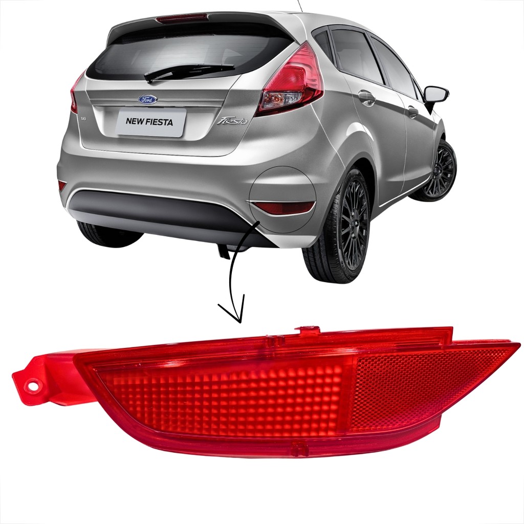 REFLETOR REPOSIÇÃO FORD NEW FIESTA HATCH 2014 A 2017 PARA CHOQUE TRASEIRO LADO ESQUERDO