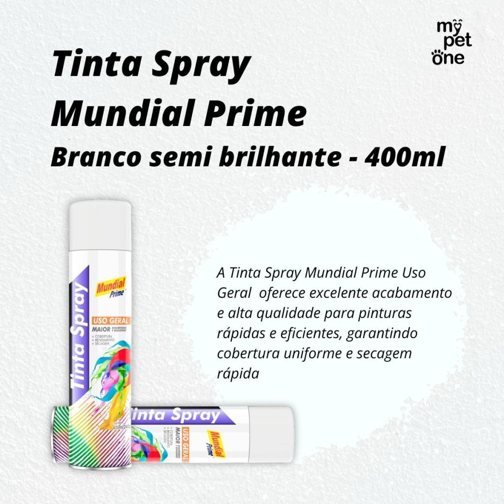 Kit 3 Tinta Spray Mundial Prime Branco Semi Brilhante – 400ml — imagem 2 de 2