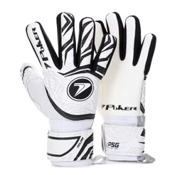 Luva de Goleiro Poker Campo Profissional Ciclone Branco e Preto - Adulto