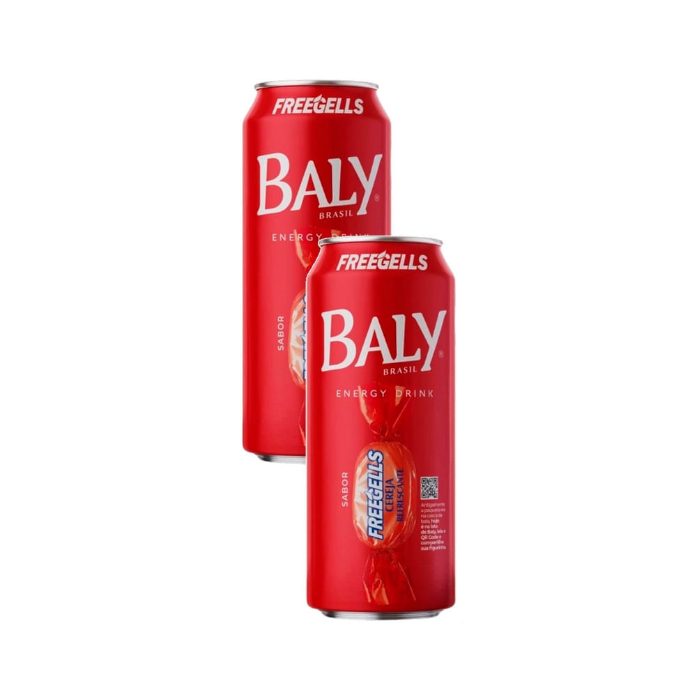 Kit 2 Energético Baly Energy Drink Freegells Cereja Sabor Refrescante 473ml