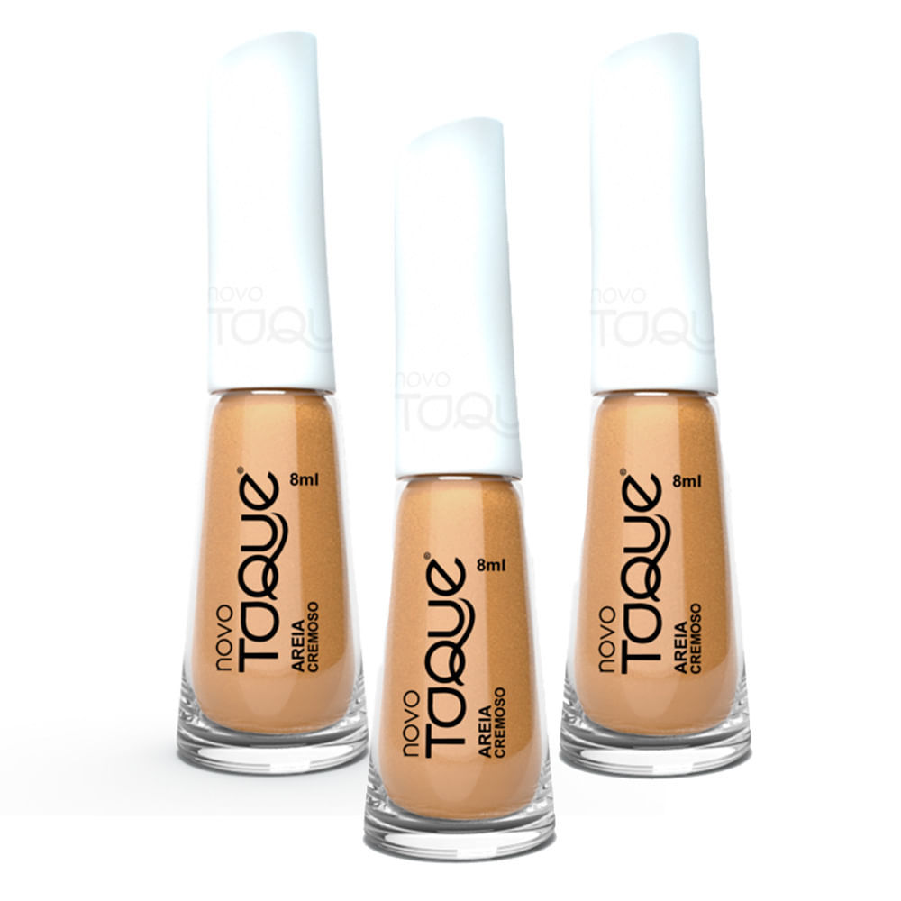 Kit 3 Esmalte Novo Toque  Cremoso Cor Areia 8ml