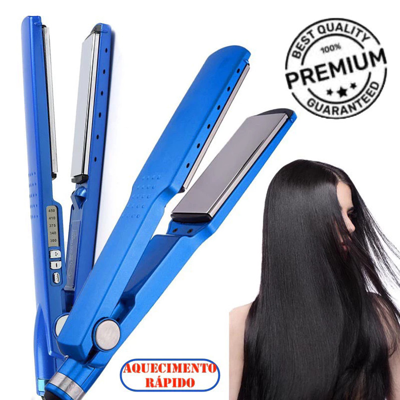 Chapinha prancha de cabelo nano titanium 450F Azul bivolt 110/220V em Oferta na Shopee