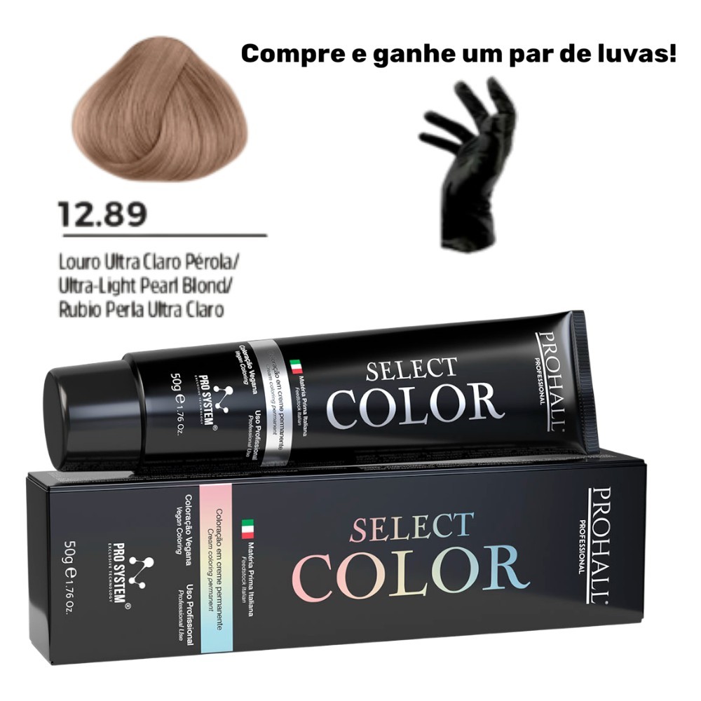 Coloração Permanente Select Color Nº12.89 Louro Ultra Claro Prohall 50g