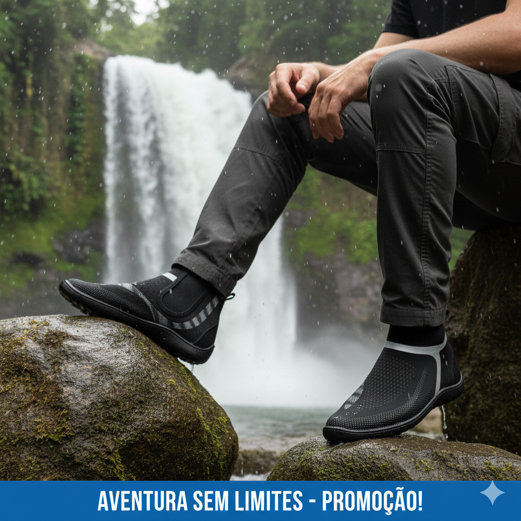 Sapatilha Aquática Bota Pesca Proffissional Trilha Beach Tennis Neoprene Solado Costurado Borracha