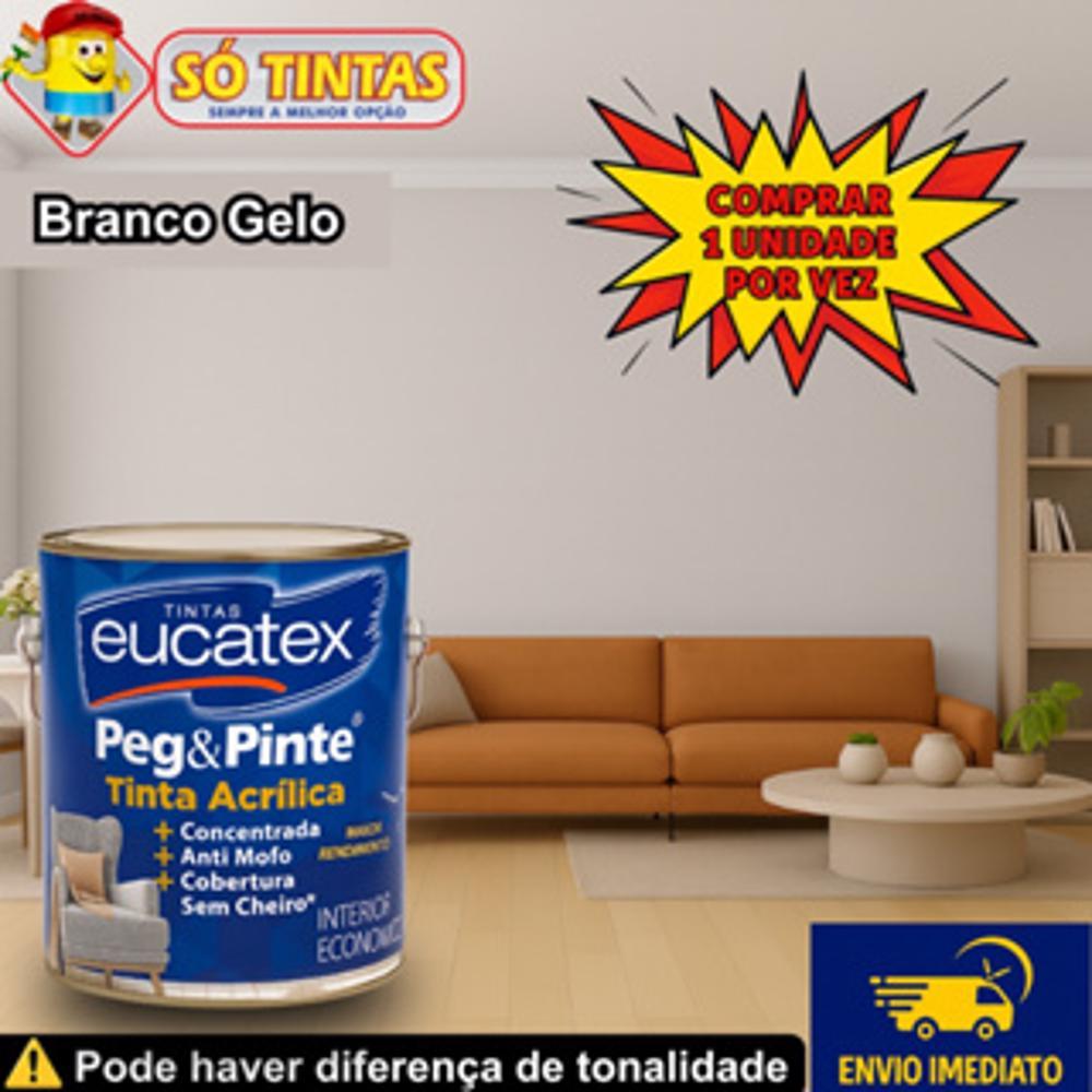 Tinta para Parede Branco Gelo 3,6L Pegue e Pinte Acrílica Eucatex Anti Mofo Sem Cheiro em Oferta na Shopee